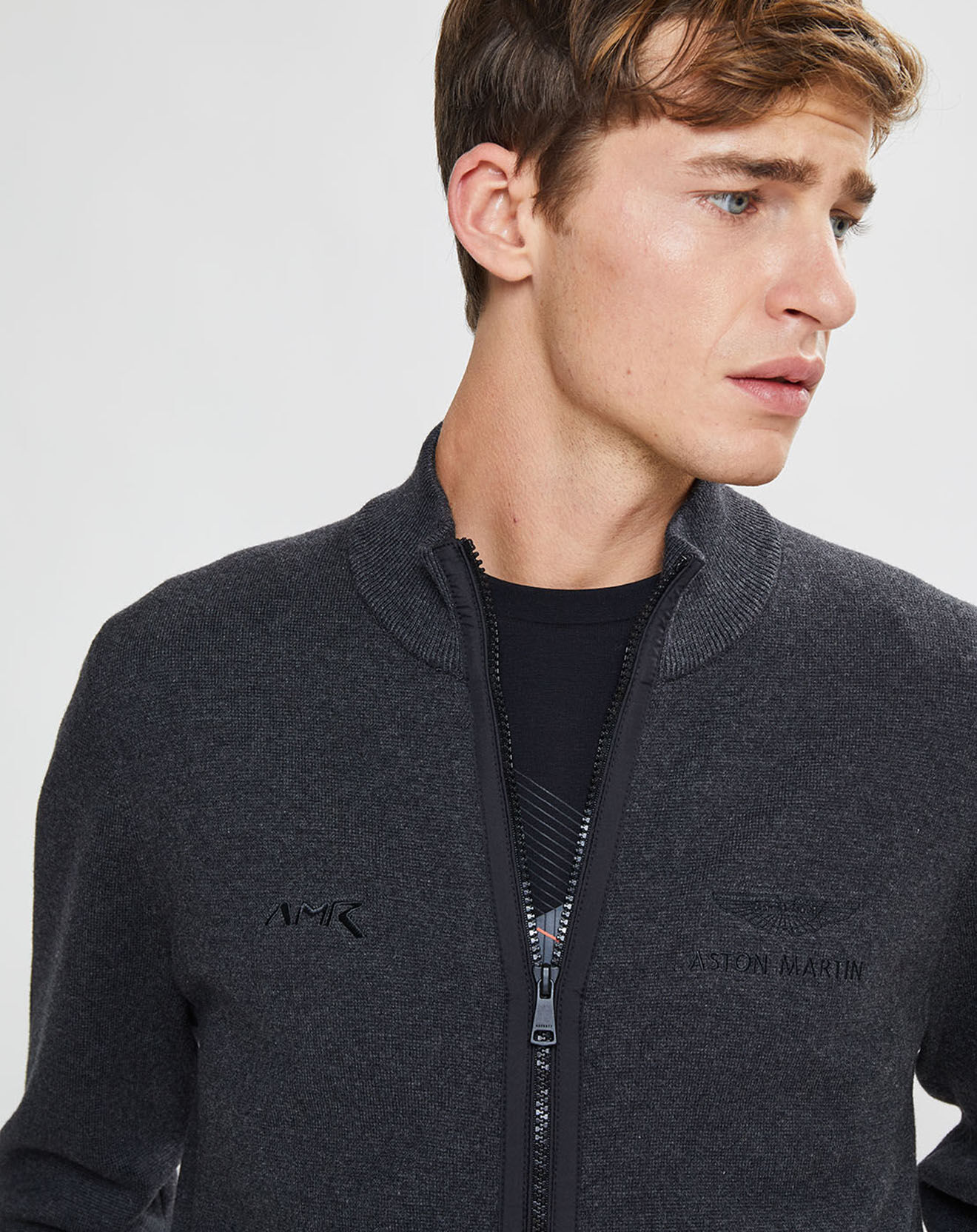 Hackett London Gilet blouson en Laine mélangée Aston Martin Racing gris