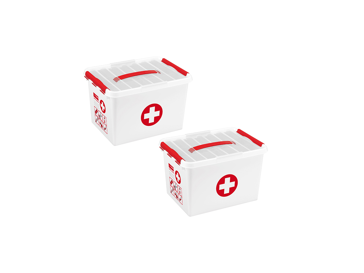 Sunware q - line ehbo doos met inzet 22l set van 2 - rood