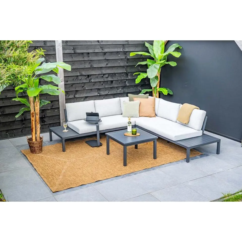 Prinos loungeset - 4-delig - carbon black - valley sand