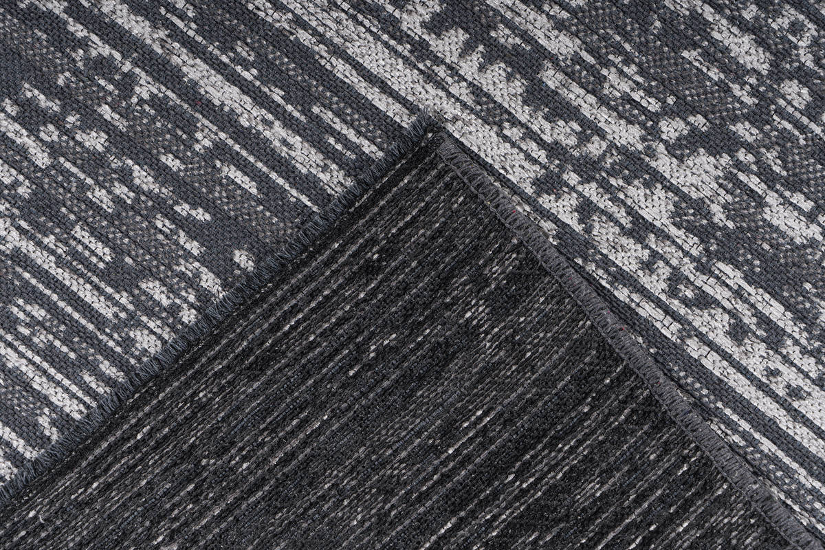 Flachgewebeteppich KALEVI 100 - grau - mit 3D-Struktur - 80x150 cm