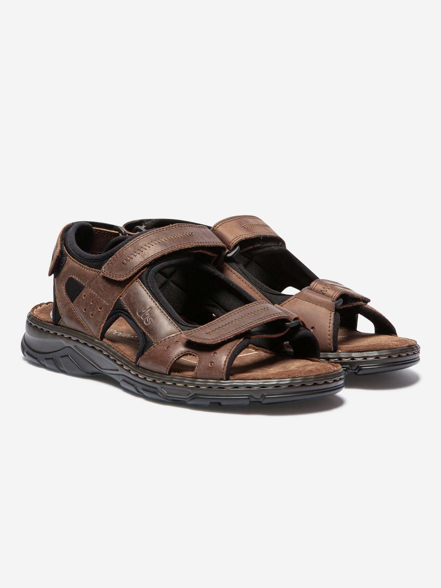 Sandales Homme A Scratch Dessus Cuir Marron