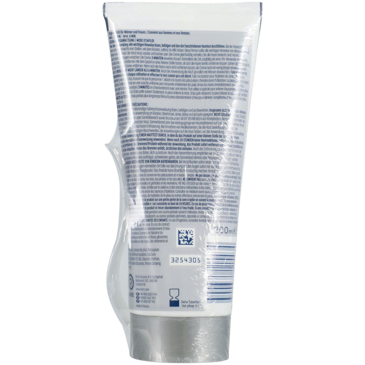 Veet Men Haarentfernungscreme Oberkörper & Beine, 200 ml Tube & Spatel