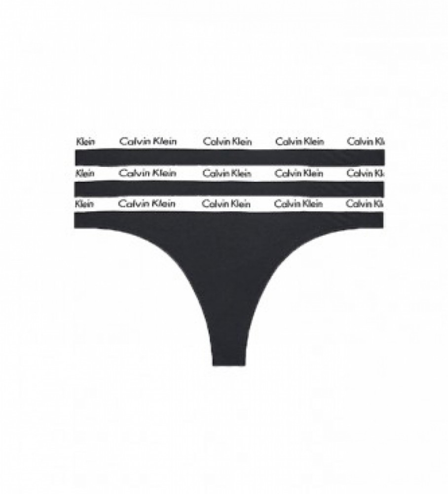 Conjunto de 3 tangas pretas Calvin Klein Carousel