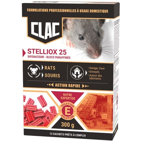 Appât bloc  - Stelliox 25 - rats et souris - action rapide - 300 g
