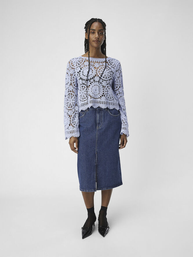 Object OBJPETRA L/S KNIT PULLOVER 132 Brunnera blue