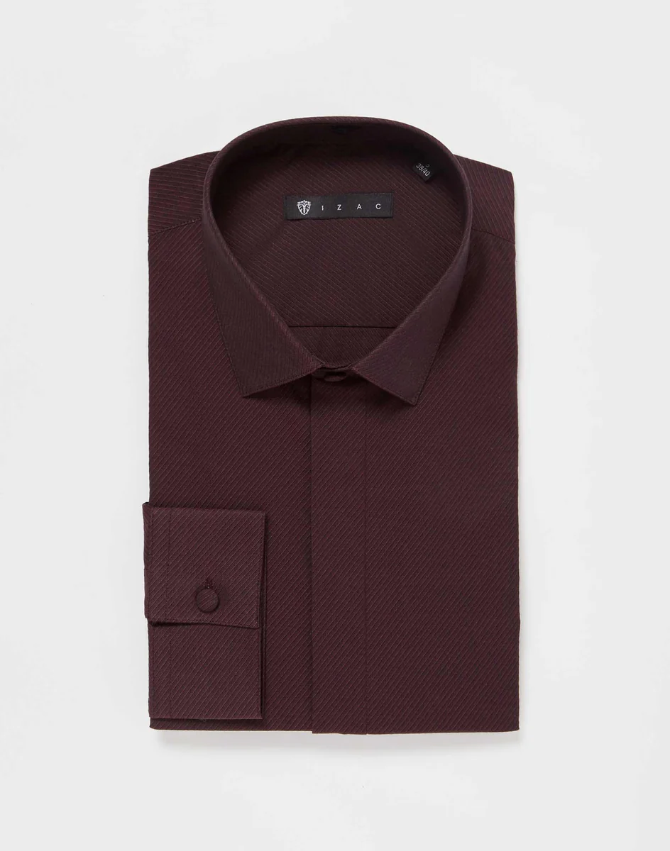 Chemise unie coton bordeaux