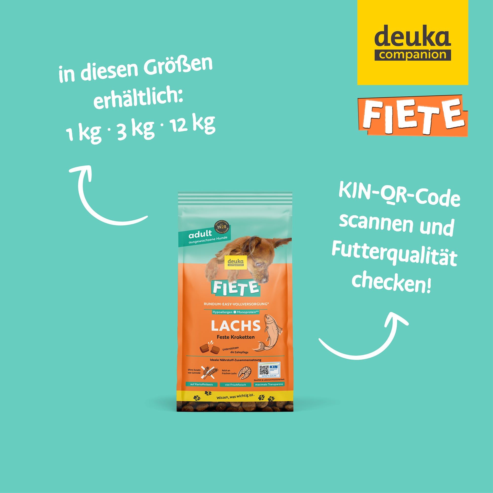 FIETE Adult Lachs - Getreidefreies Trockenfutter für Hunde