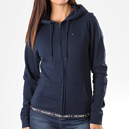 Sweat Zippé Capuche Femme 00582 Bleu Marine