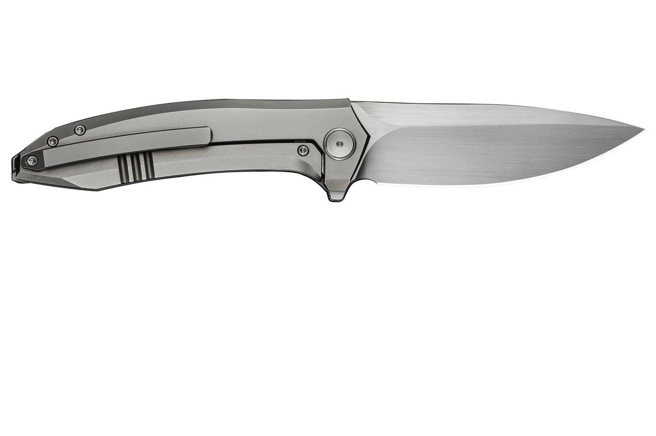 WE Knife Acuminal WE23070-2 Satin Vanax, Bead Blasted Titanium, zakmes