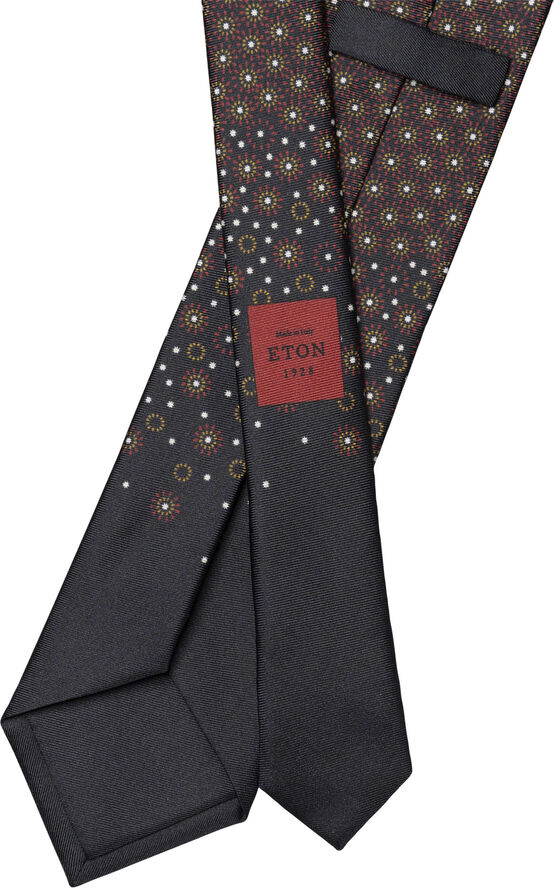 ETON Dark Blue Floral Print Silk Tie Blå