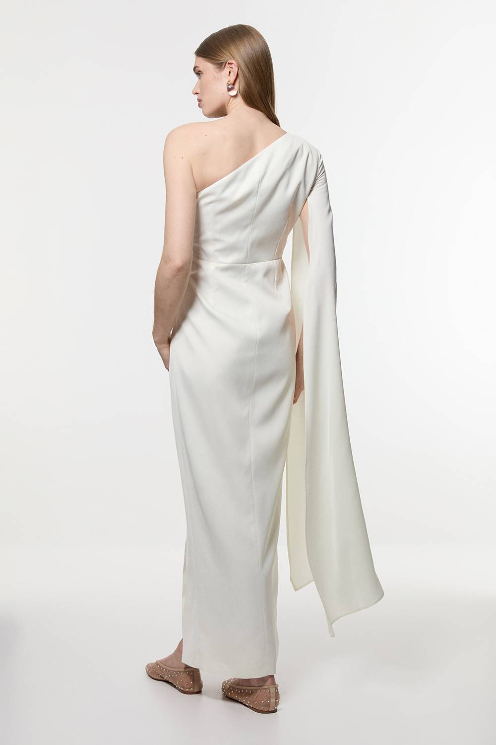 KarenMillen Robe Longue Ajustée Drapée En Satin À Une Épaule Petite