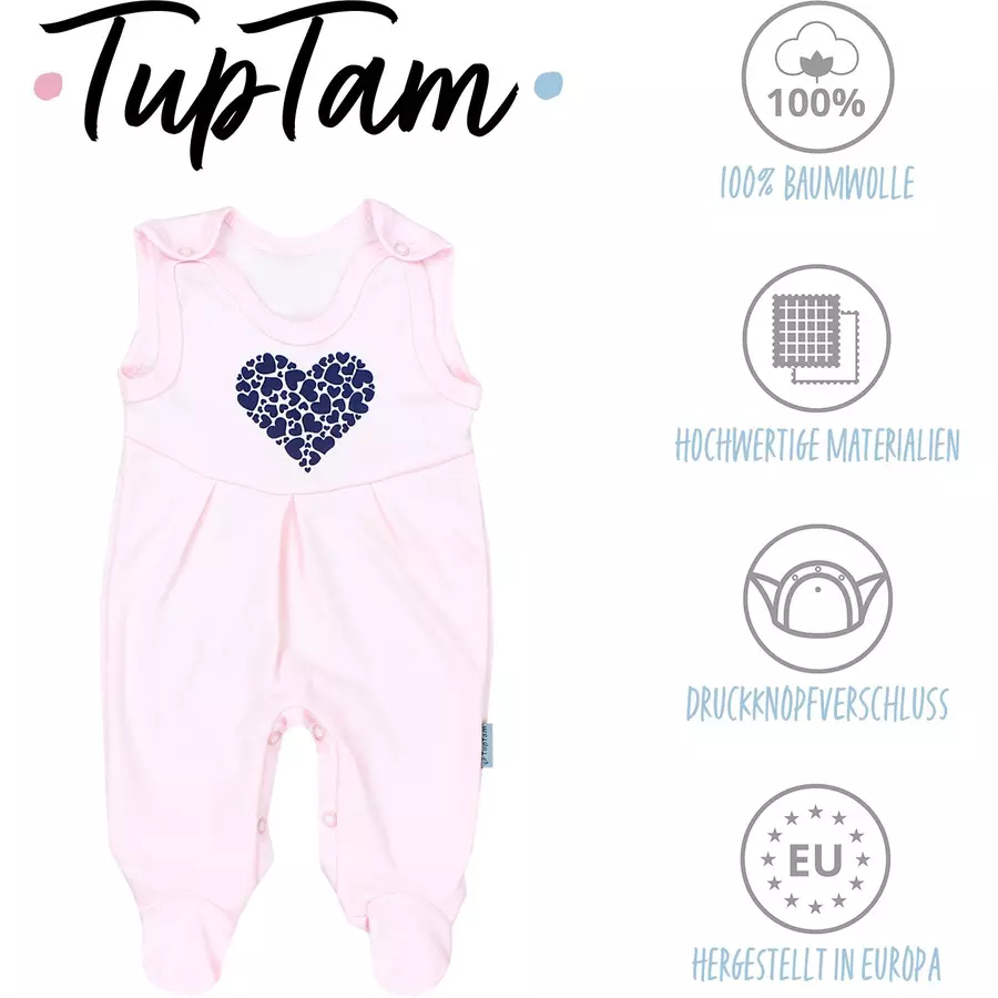 TupTam Baby Mädchen Strampler mit Fuß 3er Pack rosablau