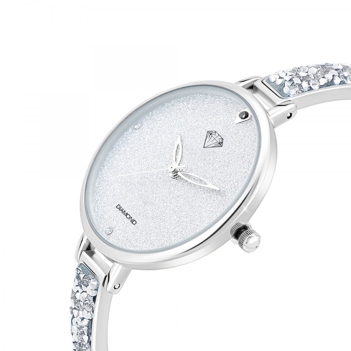 Montre Nola SC Crystal ornée de 3 Cristaux scintillants et d'un veritable diamant noir