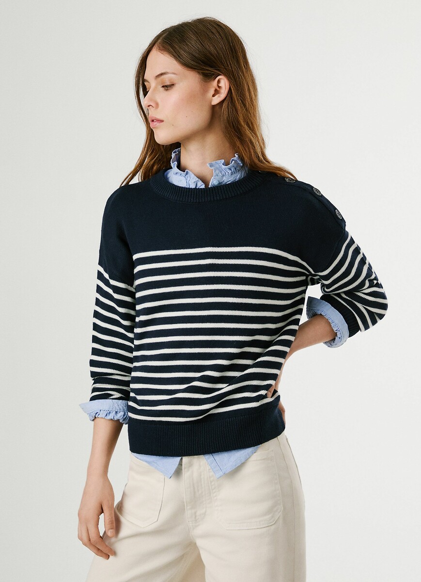 PEPE JEANS<br>Suéter listrado de gola redonda CARLINA