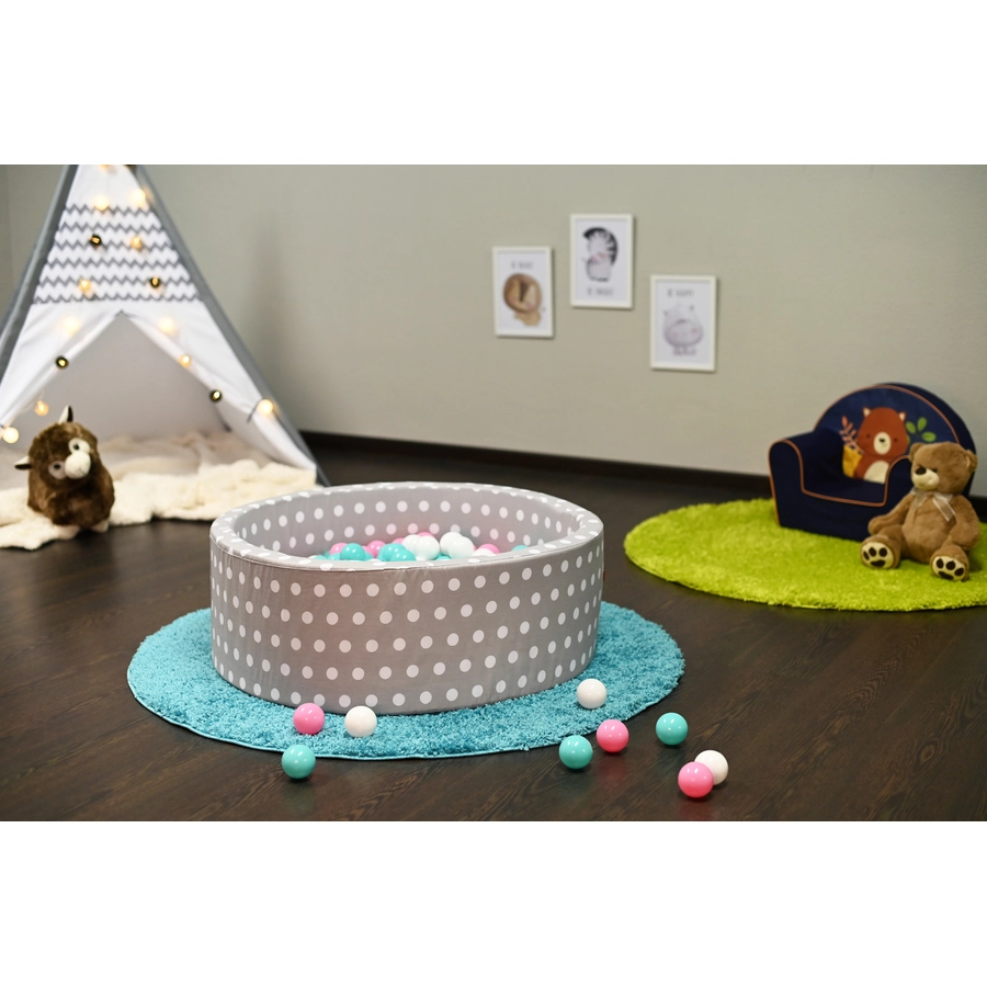 knorr toys® Bällebad soft - Grey white dots - 300 balls rosecremelightblue grau