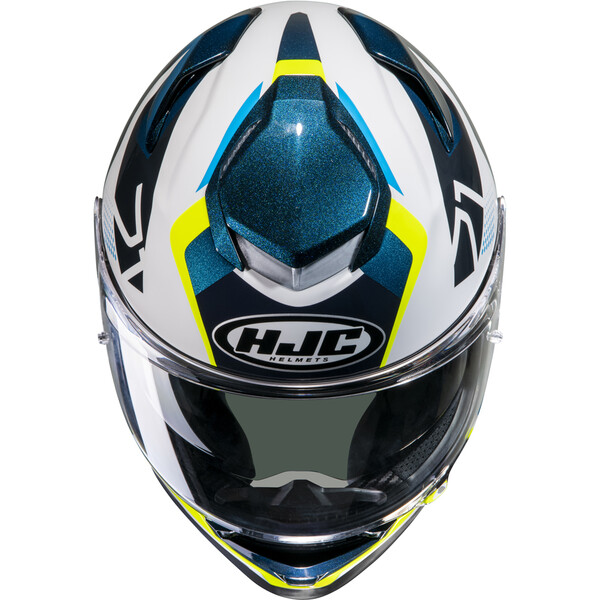 HJC - Casque RPHA 71 Hapel MC3H / Blanc / Bleu / Jaune fluo
