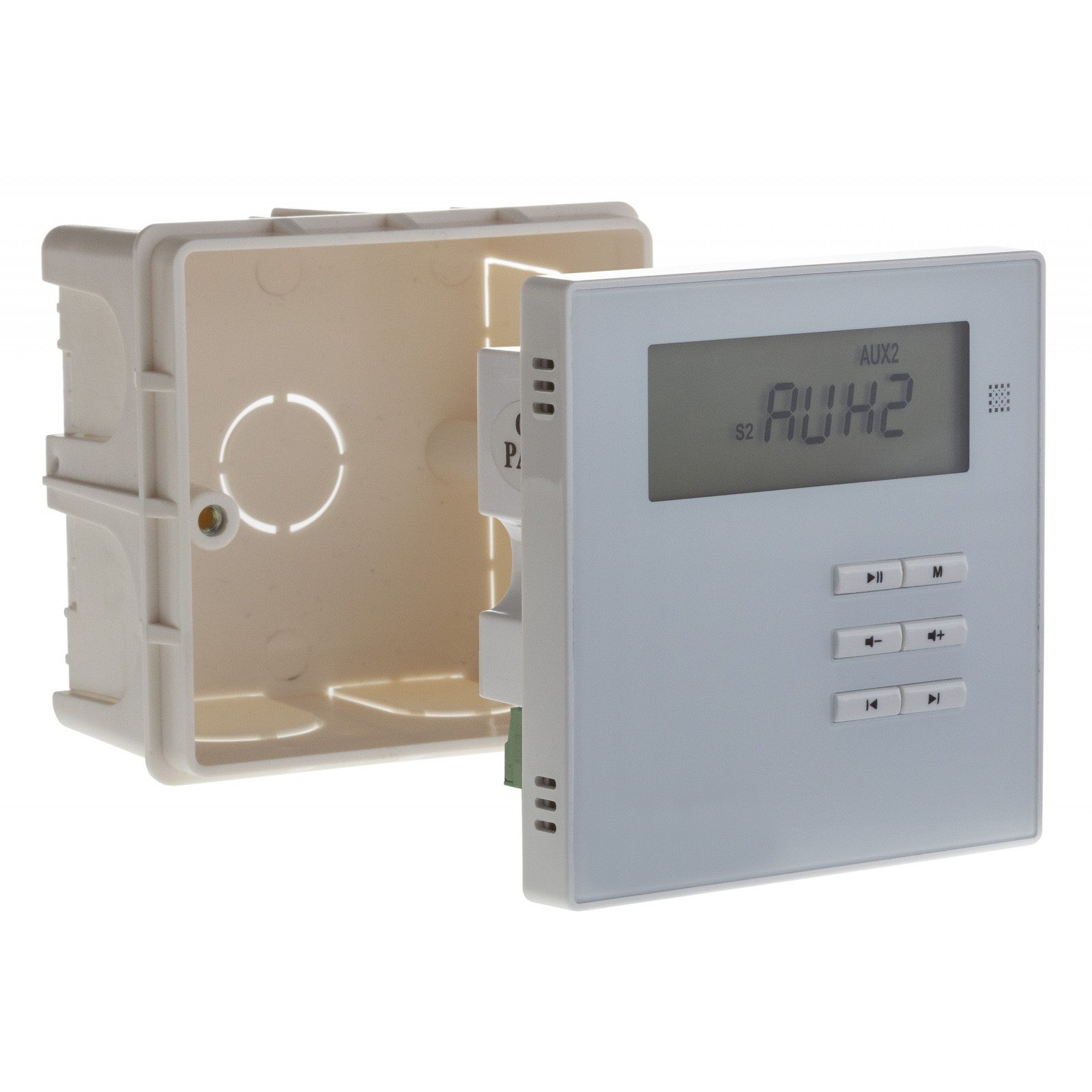 Audiophony WALLAMPmedia 2x10W wandversterker - SD/Bluetooth/USB/FM/AUX + lijnuitgang