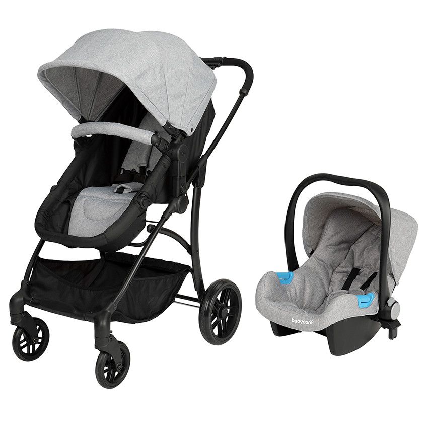 Poussette trio combinée - Gris chiné/Noir - Ecru