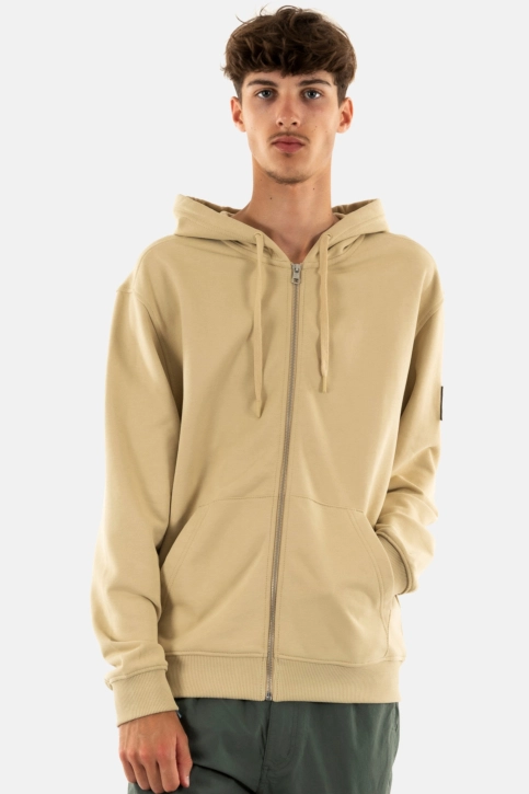 Sweat calvin klein jeans badge zip through rae pale khaki