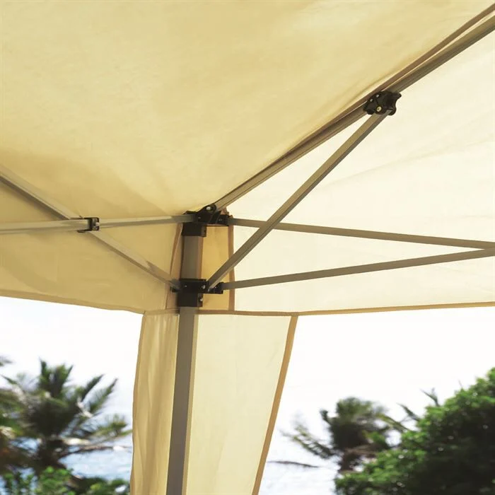 Tonnelle carrée Easy ouverture téléscopique blanc écru 8,8 m²