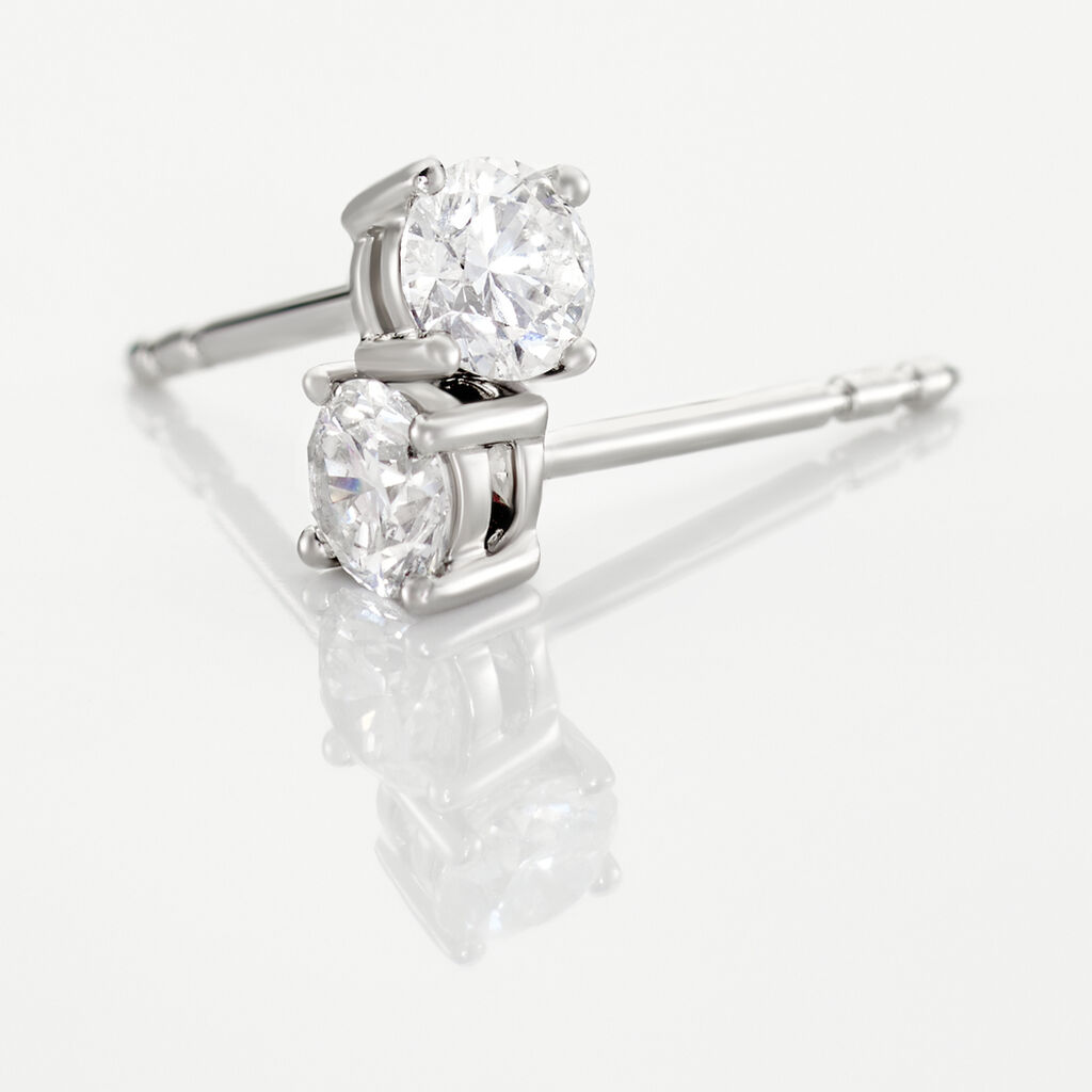 Boucles D'oreilles Puces Victoria Platine Blanc Diamant