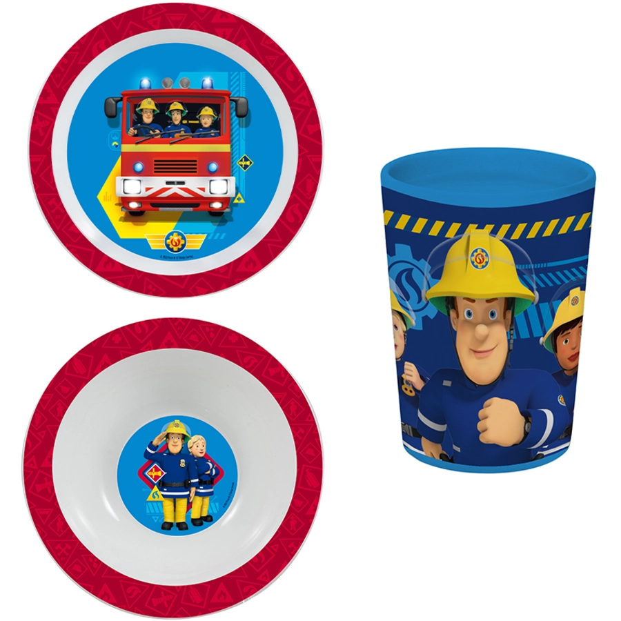 p:os Frühstücksset Feuerwehrmann Sam, 3tlg
