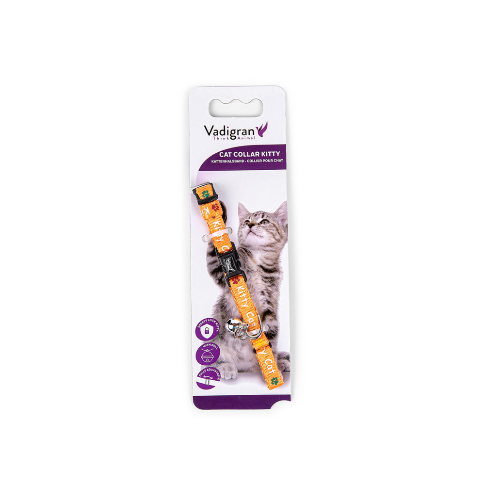 Collier chaton kitty orange 16-25cm x 8mm.