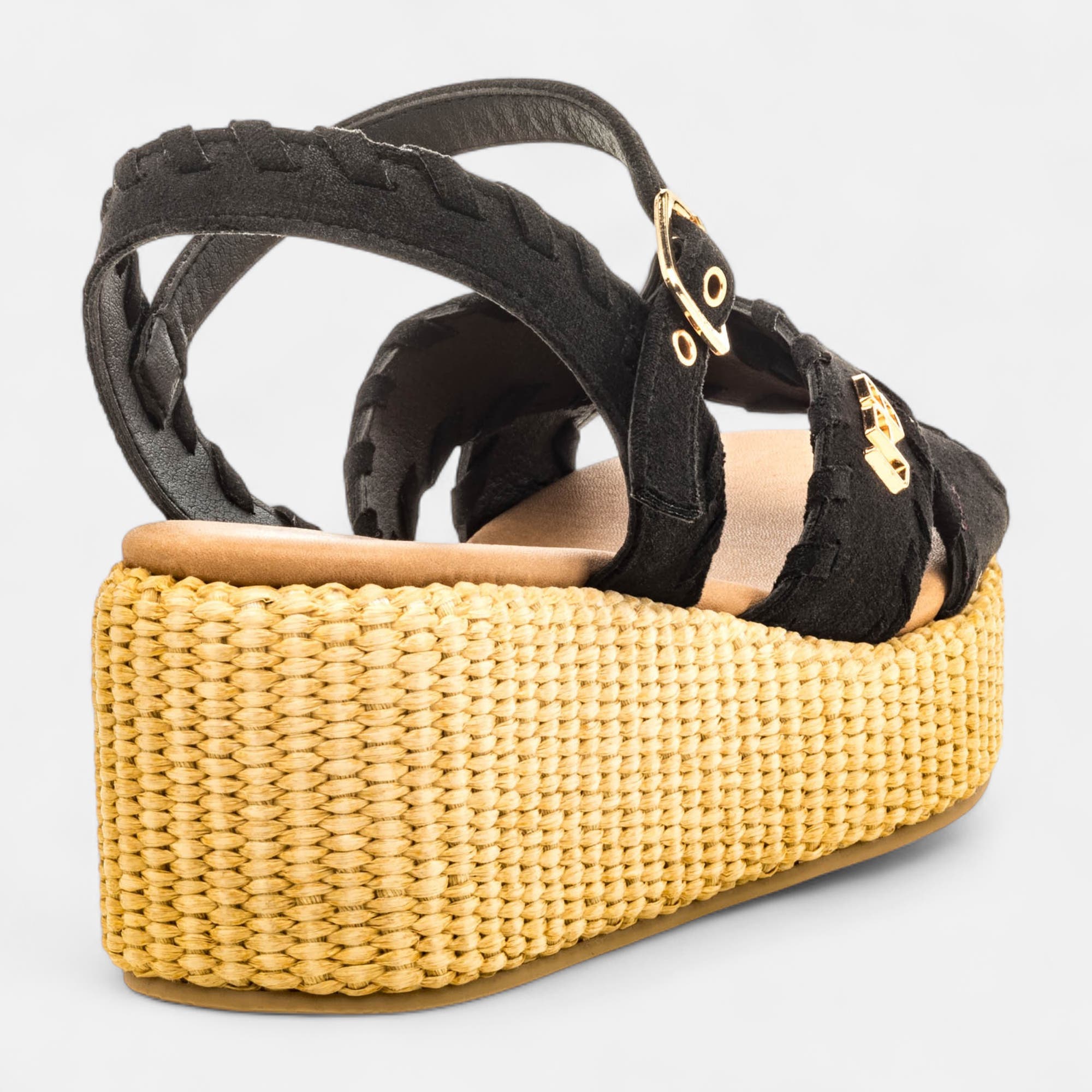 Nu-pieds à talon compensé Femme noir