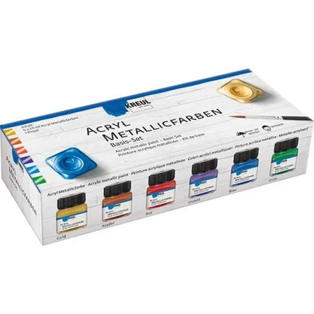 KREUL Acryl Metallicfarben Basis Set, 6 x 20ml