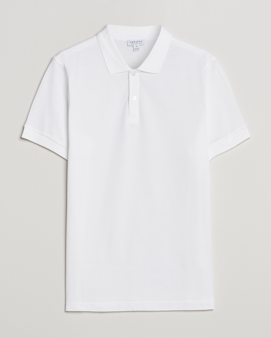Sunspel Short Sleeve Pique Polo White