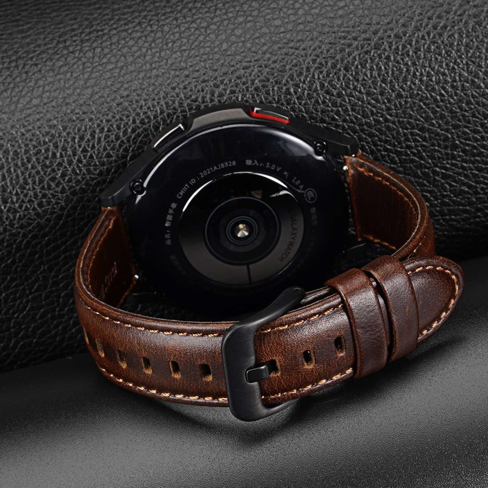 Samsung Galaxy Watch Active 2 (40mm) Echtleder Armband 20mm (Gelenkumfang: 170-220mm) - Dunkelbraun