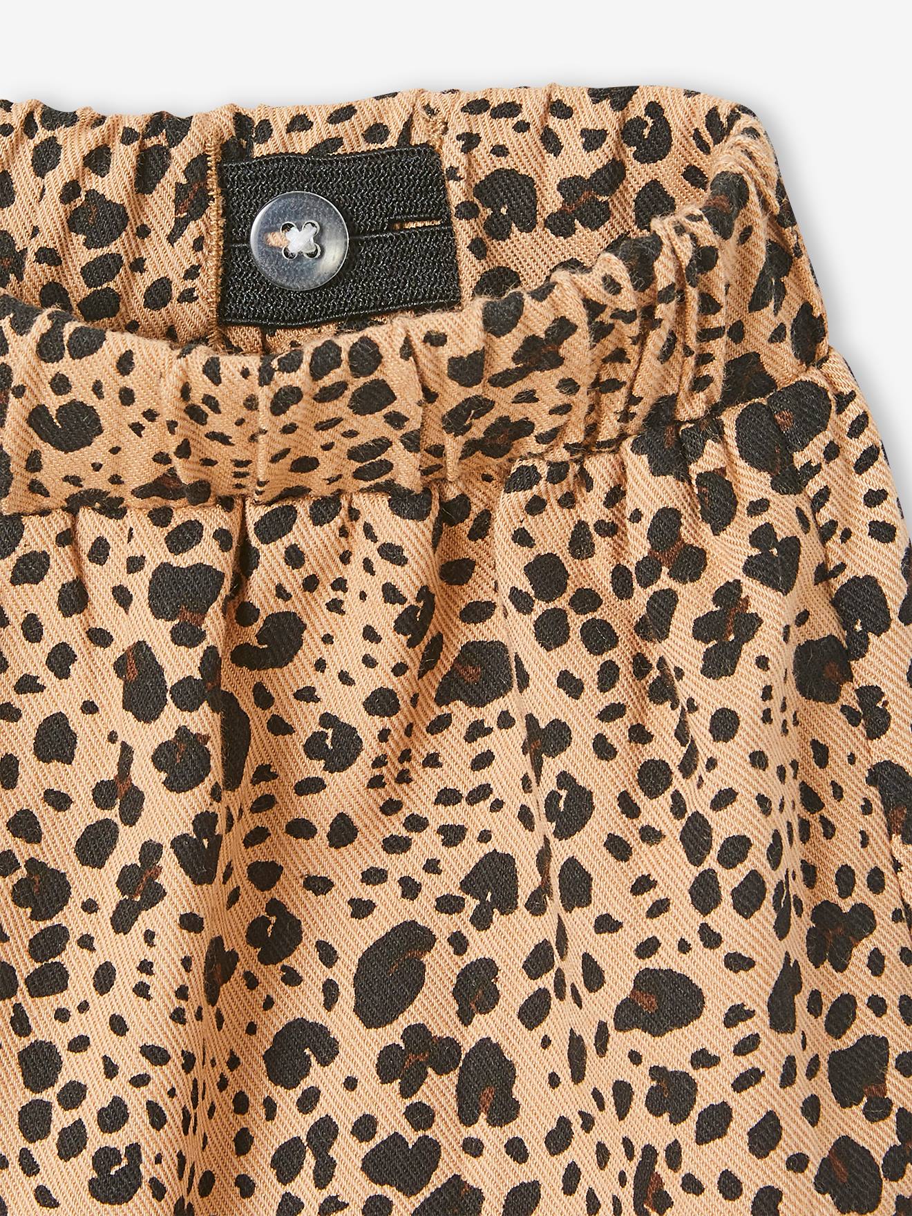 Saia com babados estampada, tamanho médio, bege, para menina.
