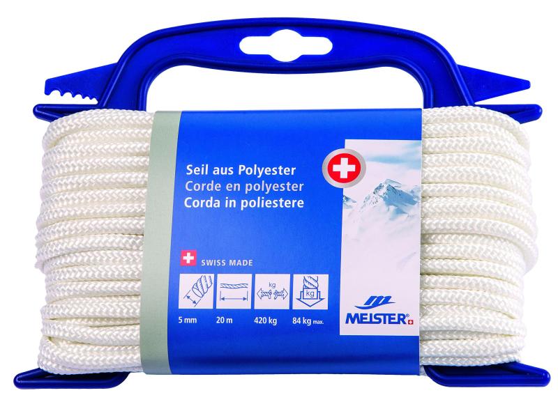 Meister Polyesterseil Ø 5 mm, 20 m, 420 kg, Weiss Polyesterseil Normalgeflecht