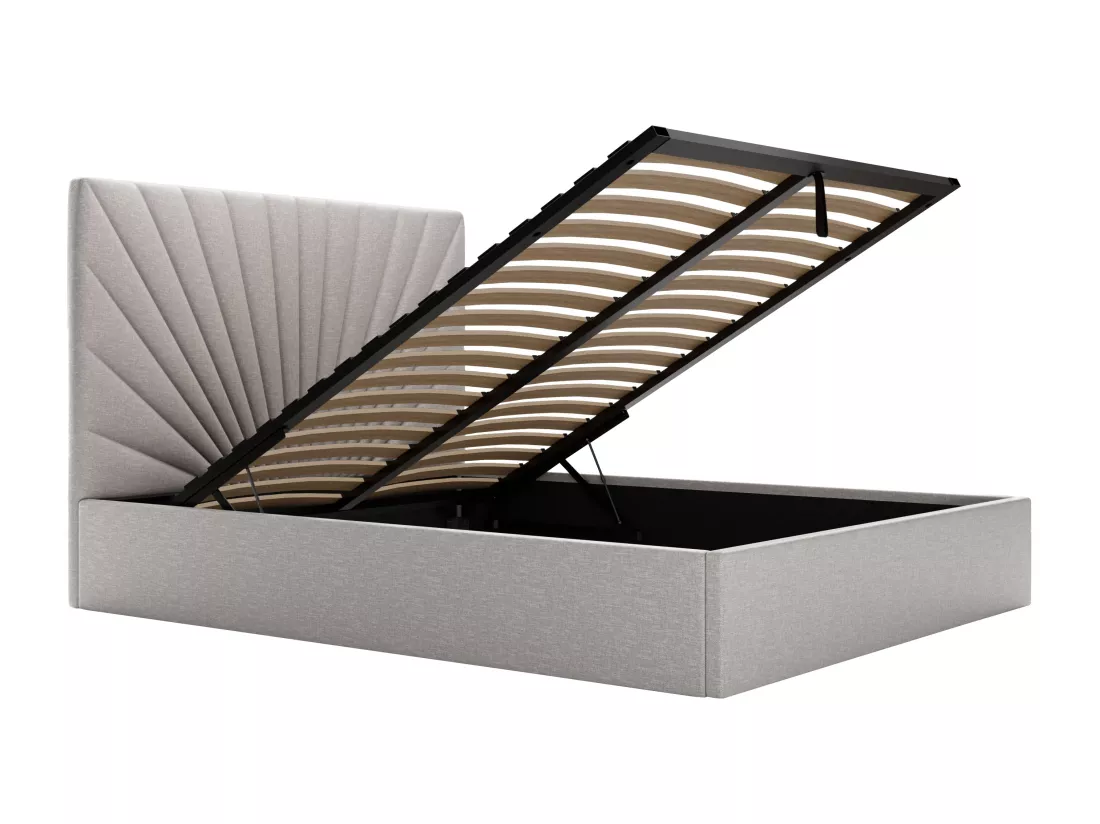 Lit coffre 180 x 200 cm - Tissu - Gris clair + Matelas - RILIODA de Pascal Morabito