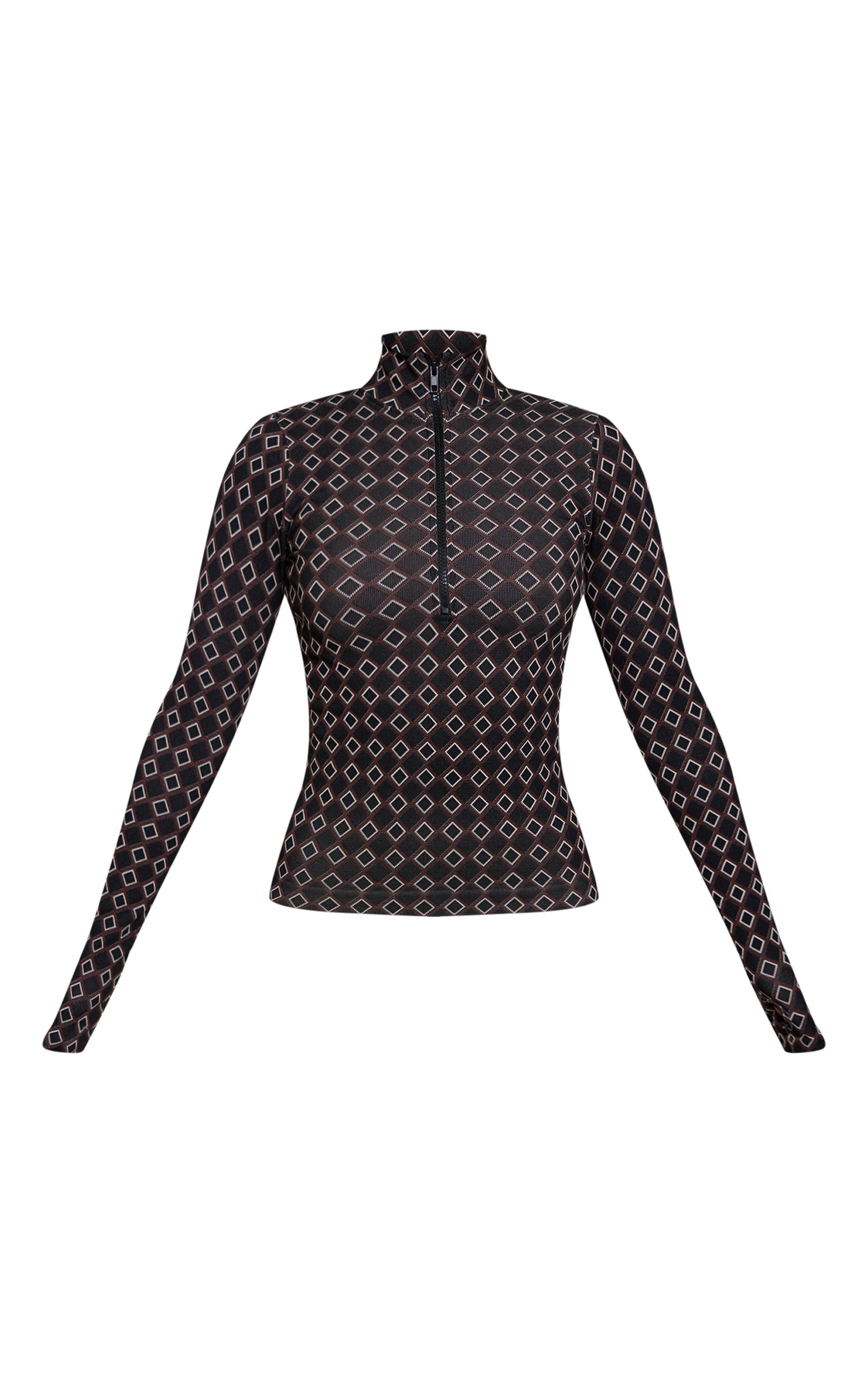 Chocolat Haut Sans Coutures Jacquard Ski PLT