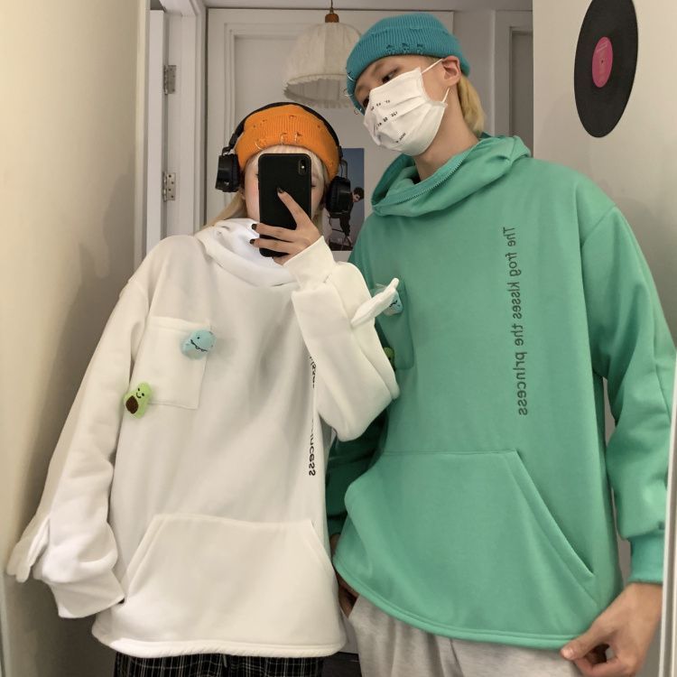 Enpheriado - Koppel Matching Lettering Frog Hoodie