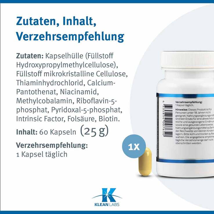 B-Complex mit Methylfolat und Intrinsic Factor Kap, 60 St