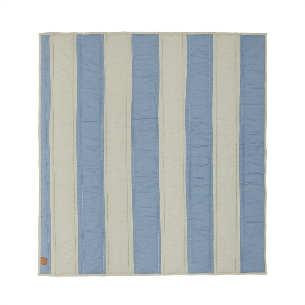 Køb OYOY Blue/Clay Striped Quiltet Tæppe