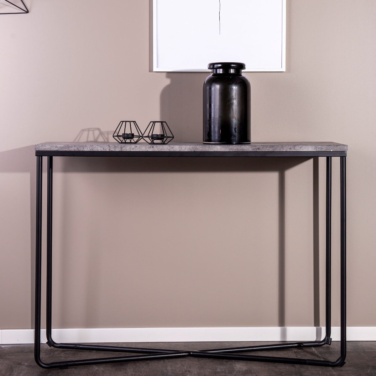 FjÃ´rd - Sidetable Zwart Betonlook 110cm - MDF - Palace