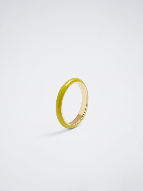Anillo Con Esmalte - Amarillo