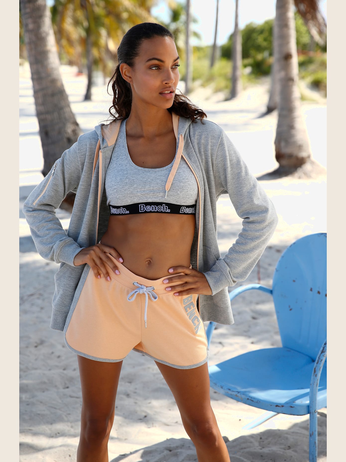 Short en matière sweat short décontracté, ceinture à coulisse élastique