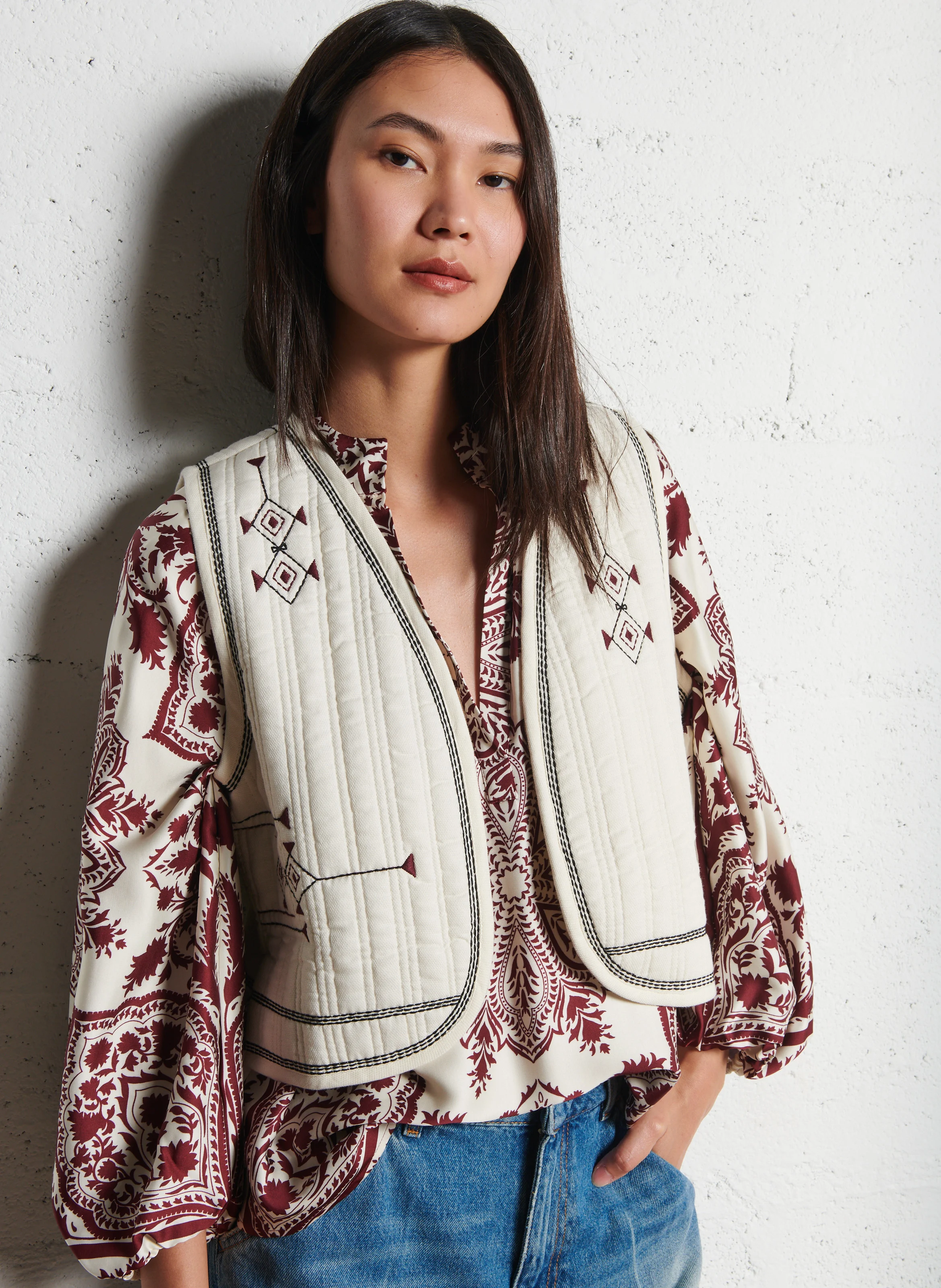 JUDE - Veste sans-manches en coton | Beige
