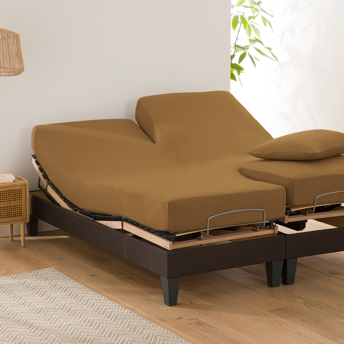 LA REDOUTE INTERIEURS<br>Lençol de algodão liso com elástico, base de cama ajustável, Scenario