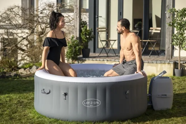 Bestway 60009, 669 L, 4 person(er), Rund, Boble/Jet massage, Acrylonitrilbutadienstyren, PVC, Grå, Hvid