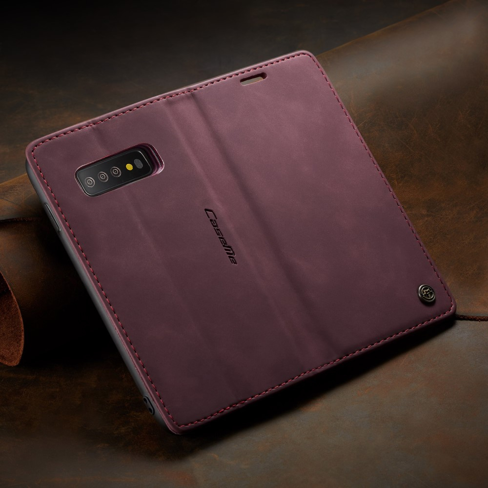 Samsung Galaxy S10 Leder Tasche Flip Wallet Etui mit Kartenfächern - Weinrot