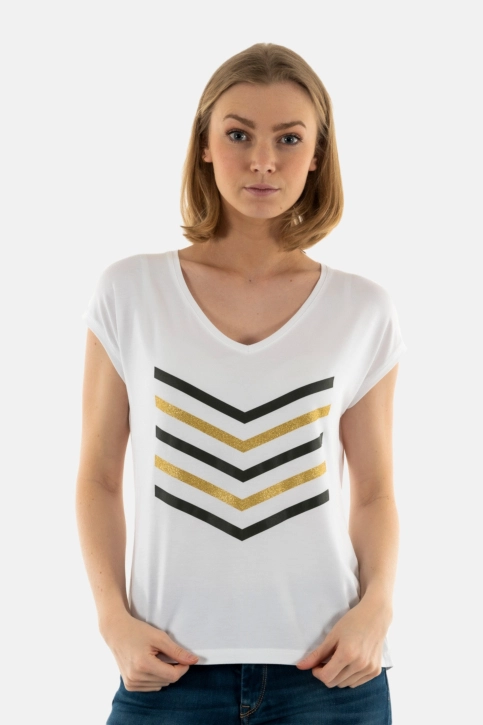 Tee shirt hbt justine 10 kg blanc/kaki gold