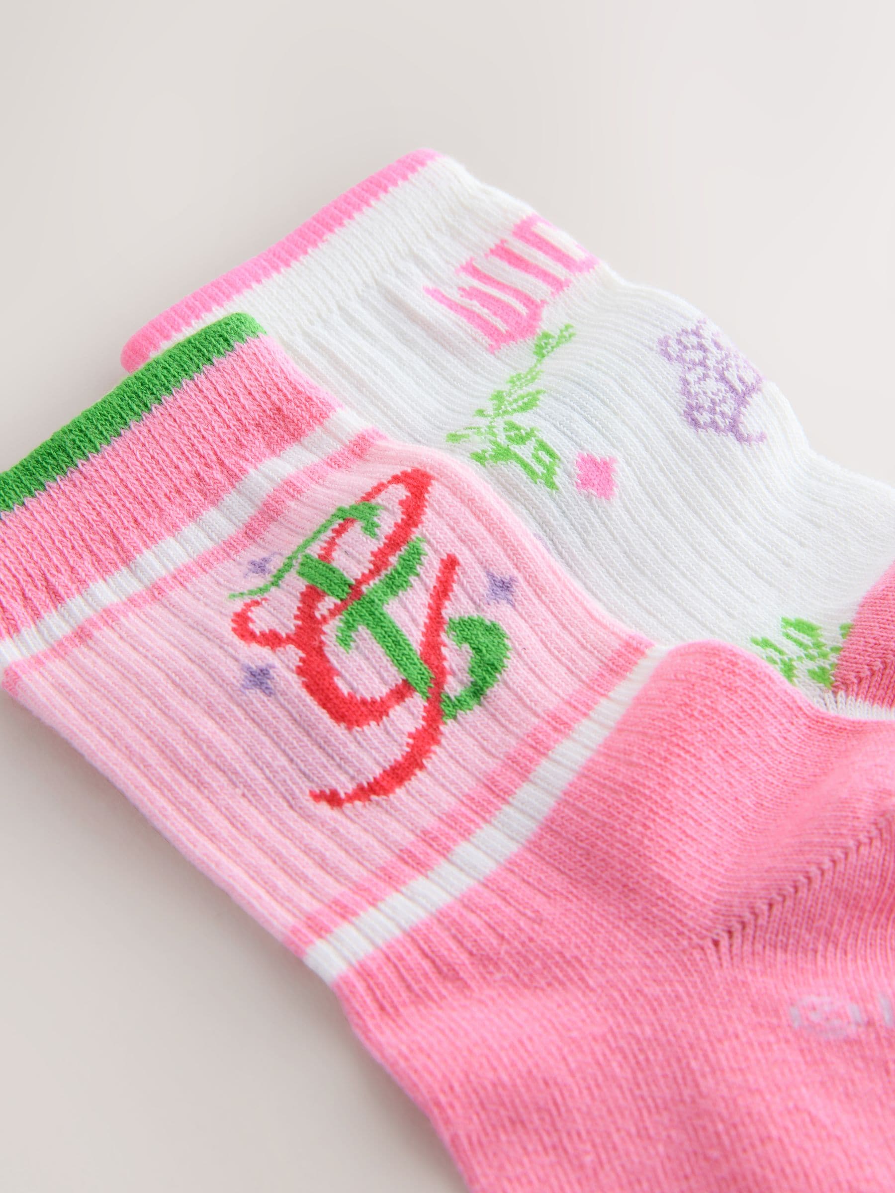 Roze en wit - Cotton Rich Wicked Ankle Socks 2 Pack