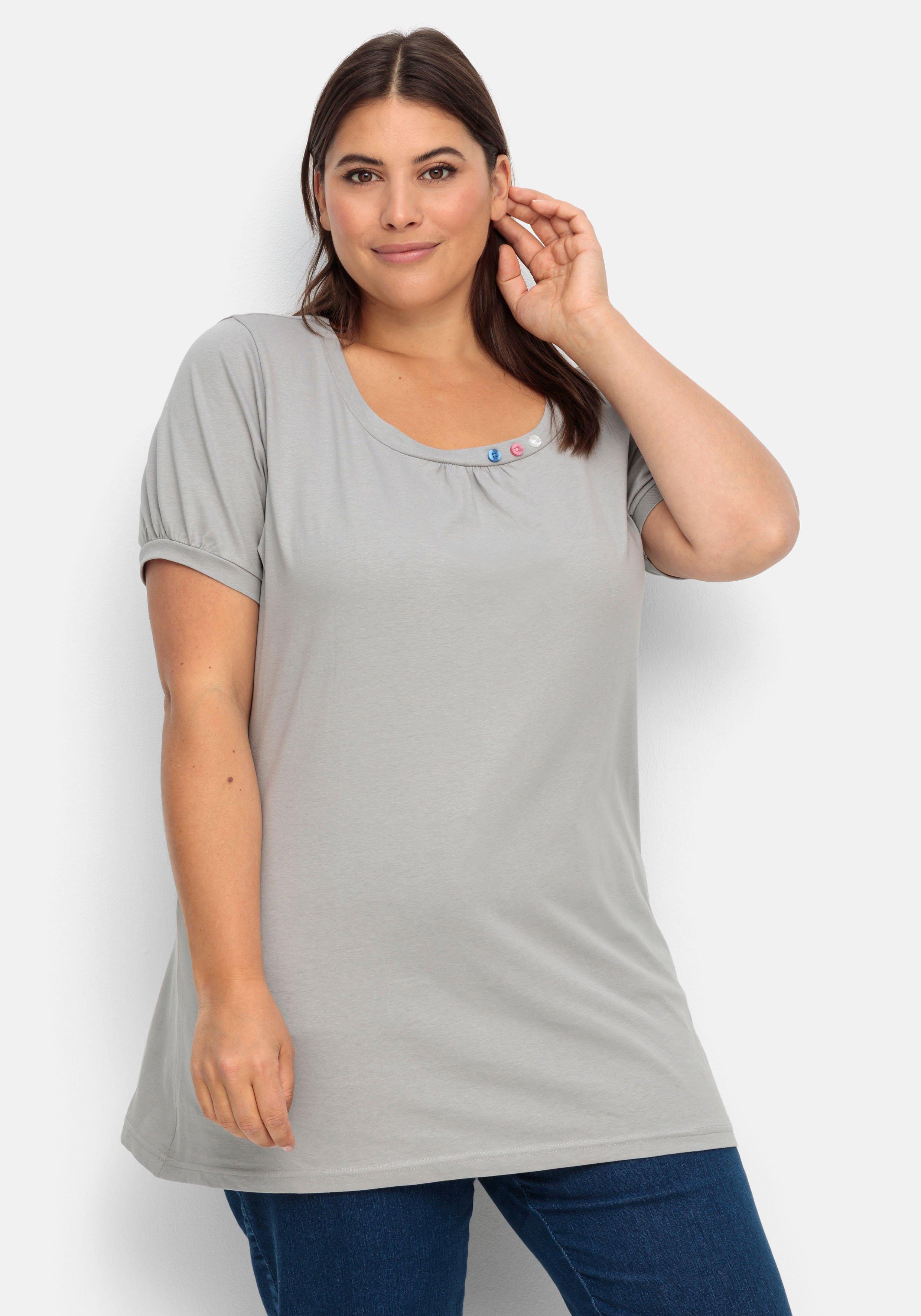 Longshirt mit Zierknöpfen am Ausschnitt
