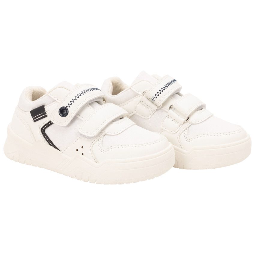 Baskets de sport blanches à double scratch pour garçon - Blanc