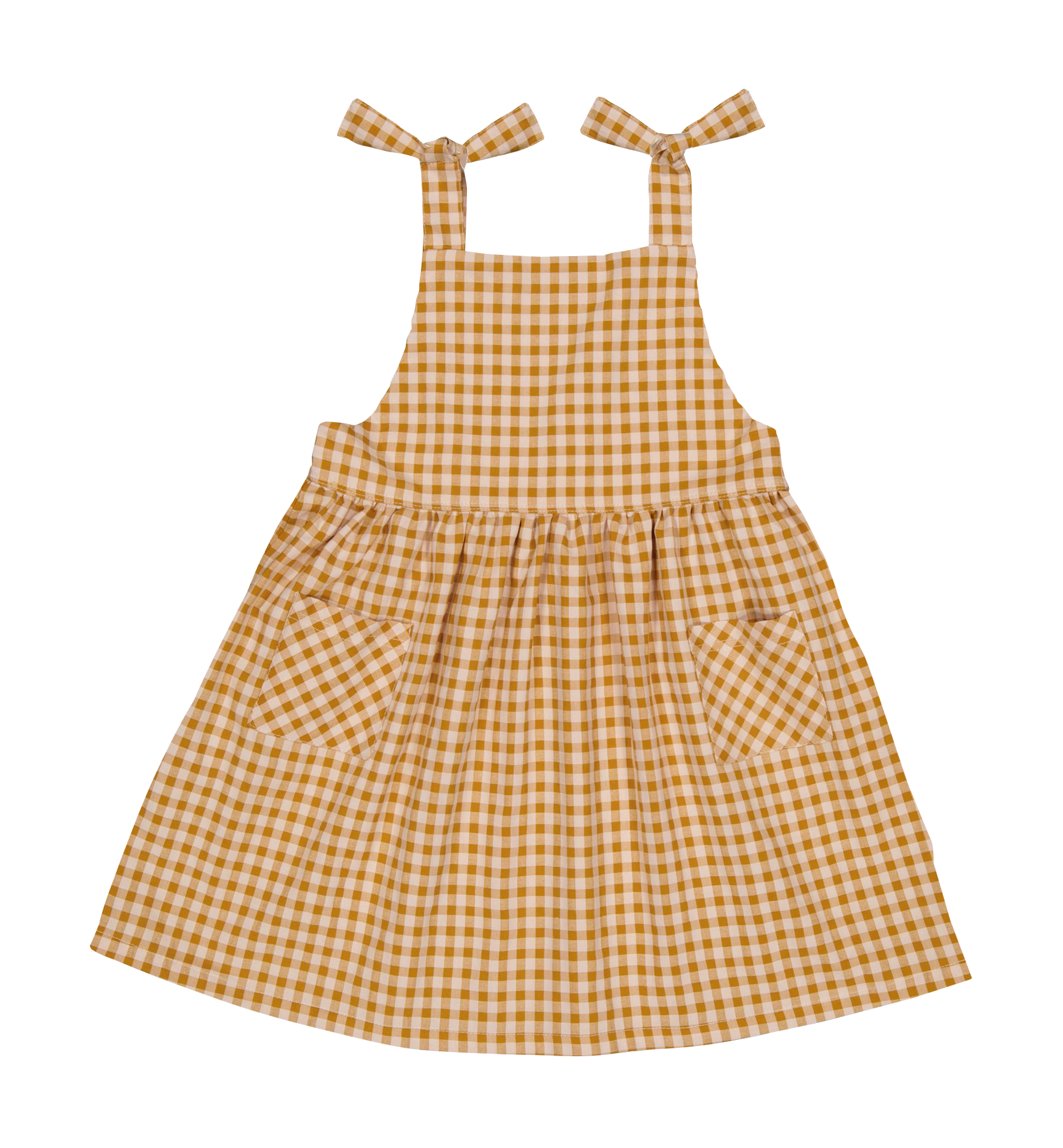 MARCELLE - Robe courte vichy en coton mélangé| Orange